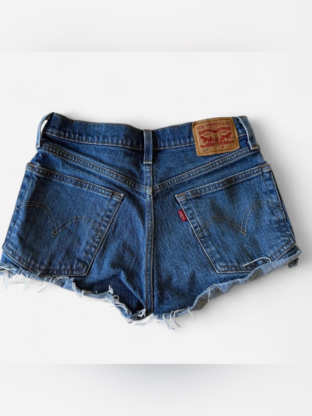 Levi's Blue Raw Hem Denim Cutoff Shorts